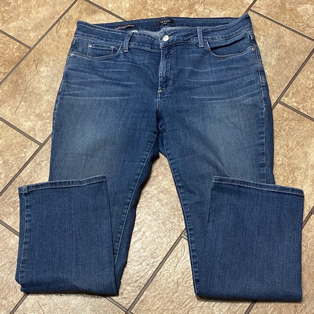 NYDJ LiftXTuck Size 16P Blue Jeans Marilyn Straight Denim Tummy Control